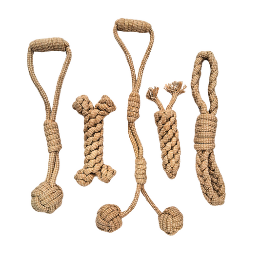 Dog Toy Safe Non-Toxic Jute for Teething Chewing Cleaning Dental Biting | Interactive Play Dog Chew Toys | Small, Medium, Large Dogs Cats Pets