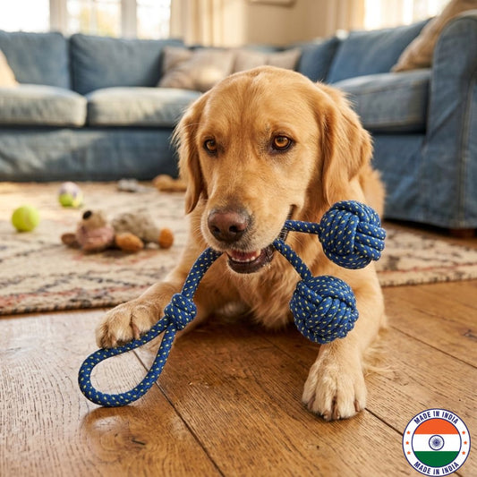 Twin Ball Rope Dog Toy I Durable Rope Toys for All Age Dogs I Cotton Filled Rope