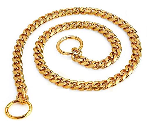 Dog Choke Chain I Metal with Brass Finish I Shiny & Smooth I For Dogs of All Age & Breed